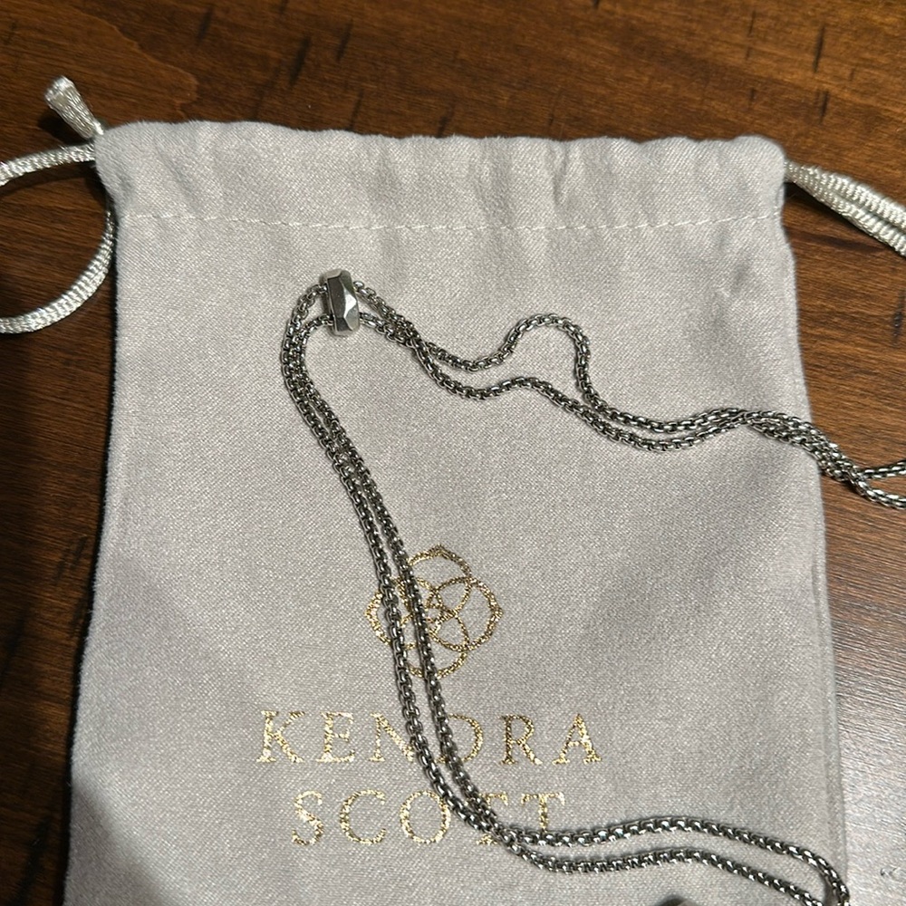 Kendra Scott Silver Necklace with White Beaded Tassel - Picture 3 of 3
